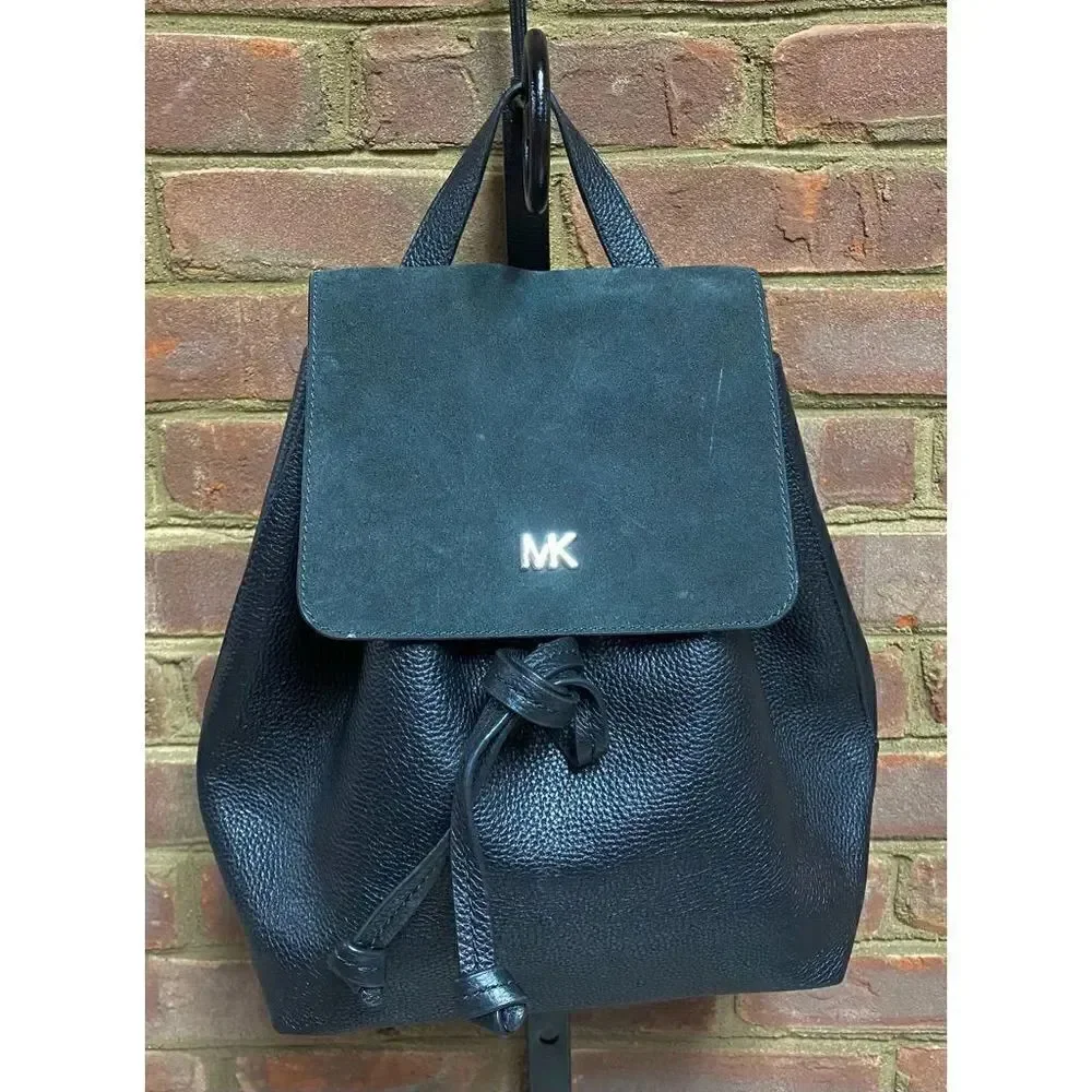 Michael Kors Black Pebbled Leather & Suede Backpack